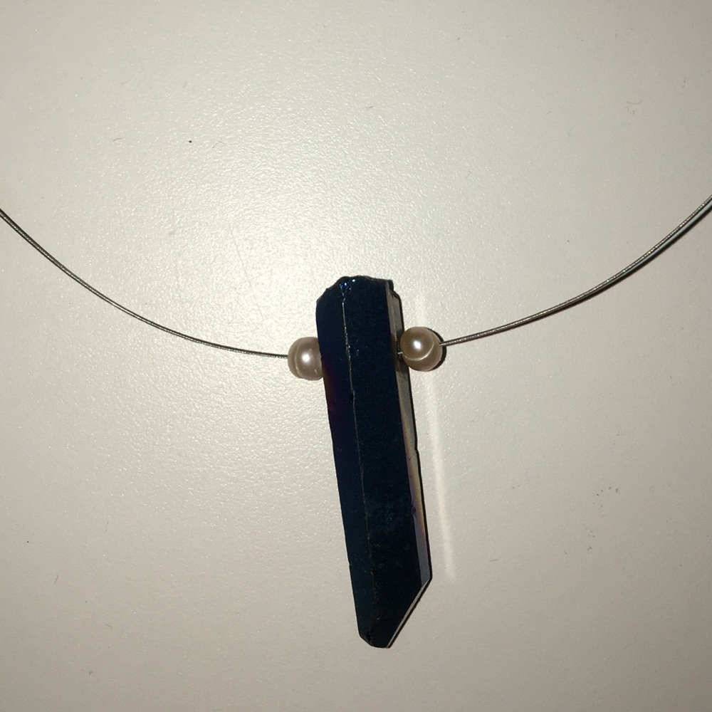 Titanium crystal and pearl necklace